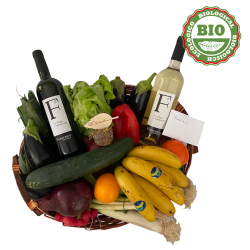 Basket Of Organic Fruit And Vegetables With Red...