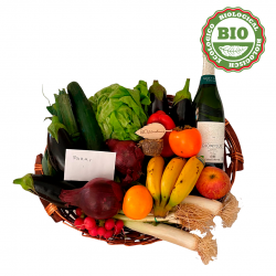 Basket Of Organic Fruit And Vegetables And...